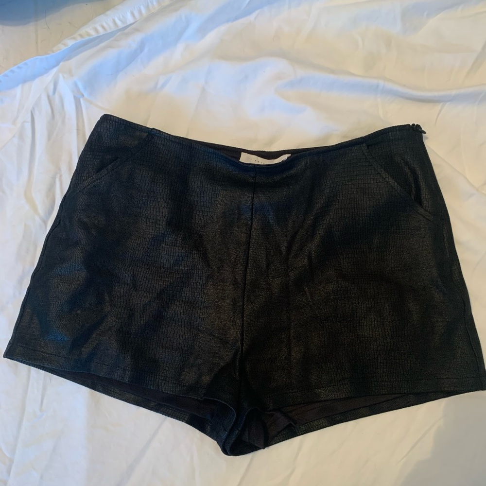 American Threads Faux Leather Shorts
